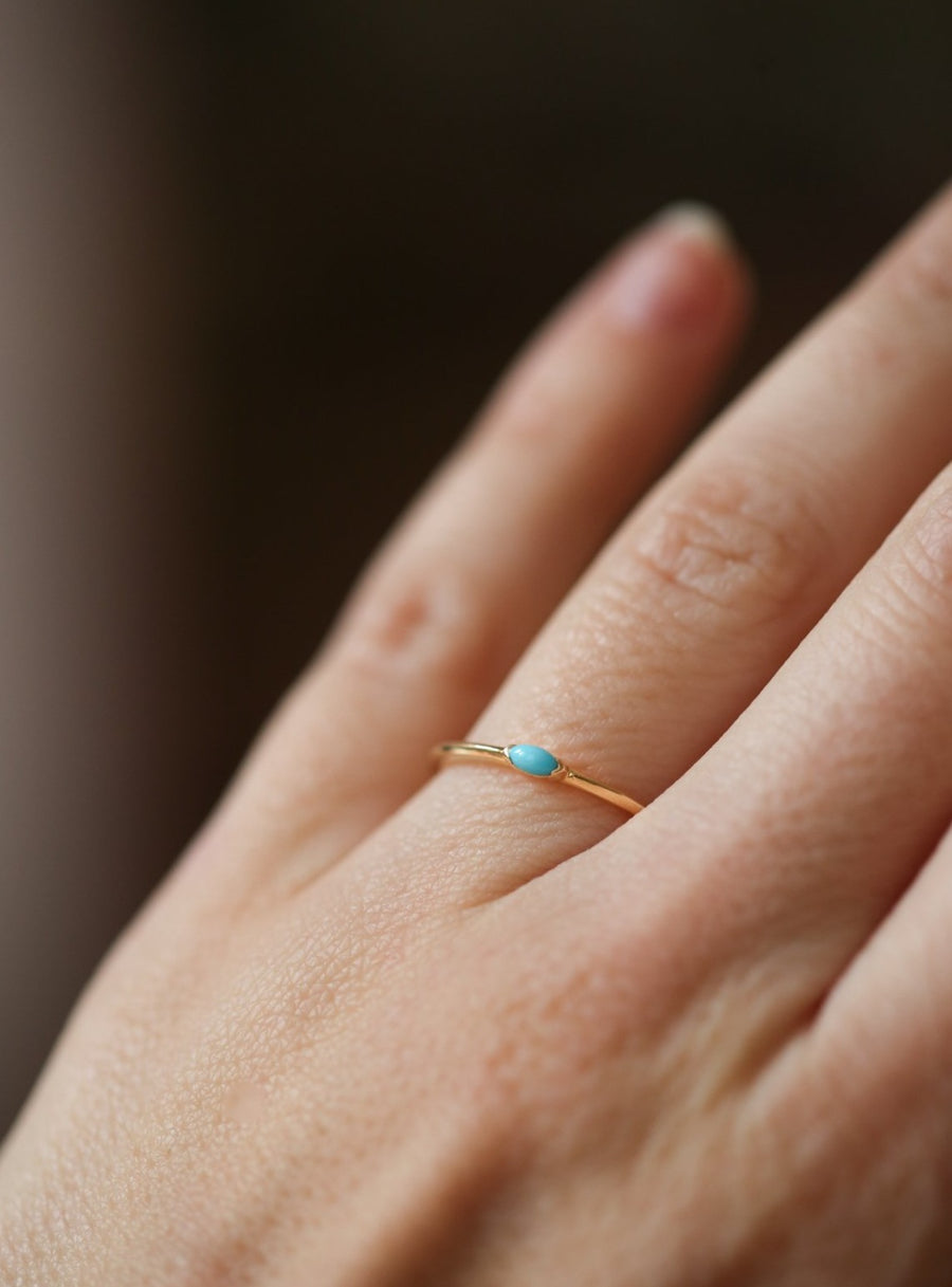 TURQUOISE MARQUISE RING | 14K GOLD