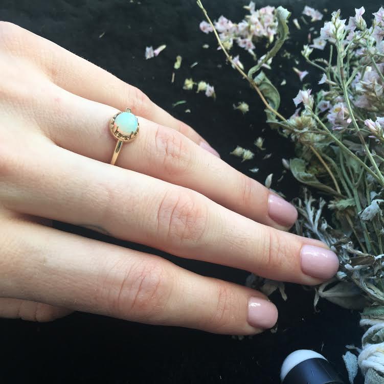 MATRIX HALO RING | GOLD VERMEIL & OPAL - AngelaMonacojewelry