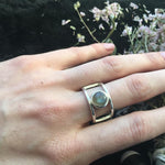 DOUBLE BAND RING | SILVER & LABRADORITE - AngelaMonacojewelry