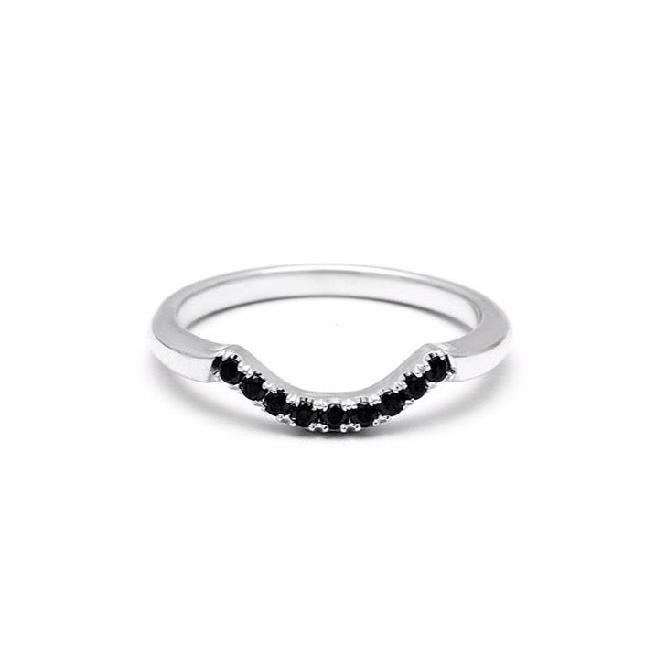 NEW | PAVE ARC 9 STONE CONTOUR BAND | SILVER & BLACK DIAMOND - AngelaMonacojewelry