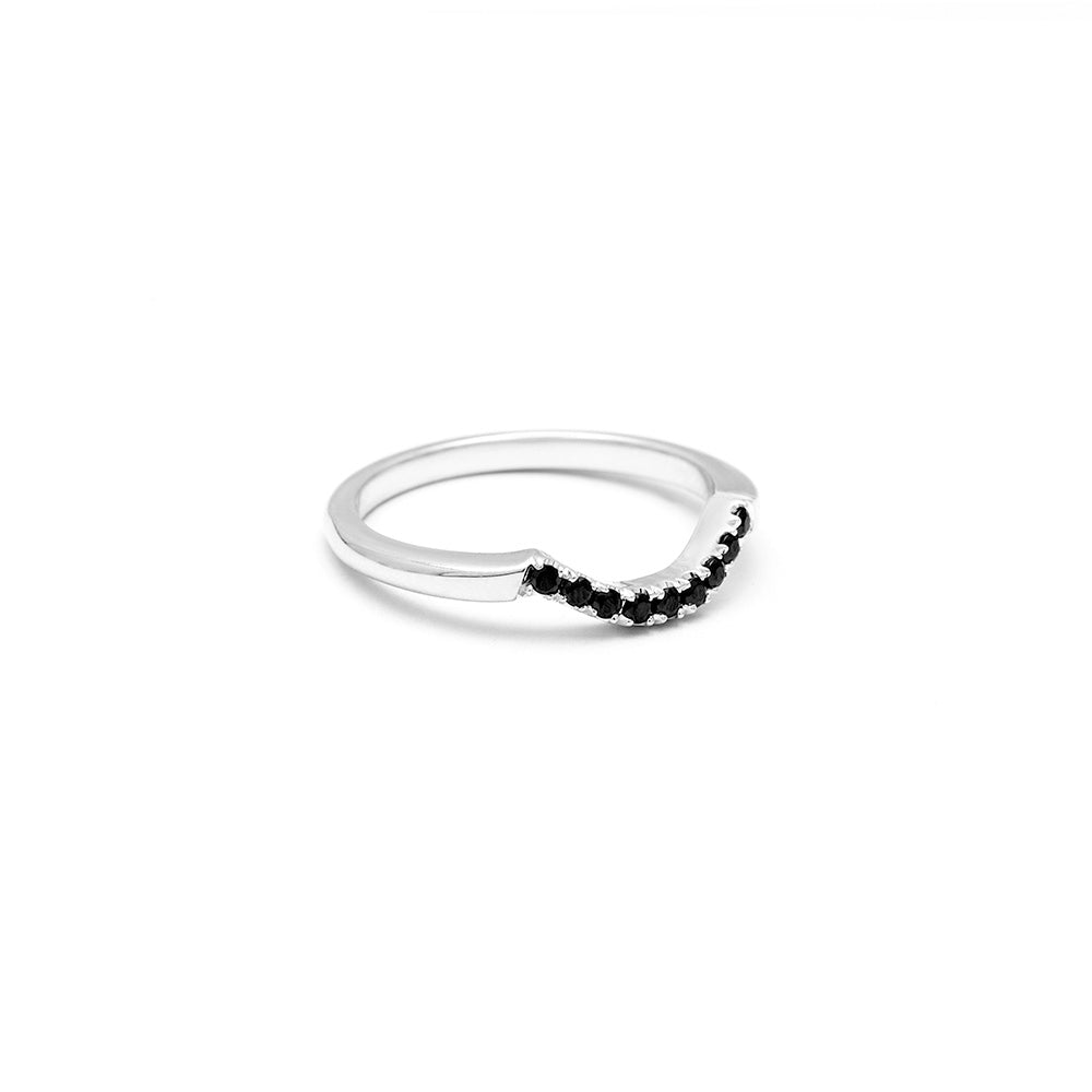 NEW | PAVE ARC 9 STONE CONTOUR BAND | SILVER & BLACK DIAMOND - AngelaMonacojewelry